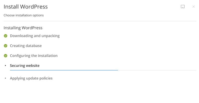 WordPress instalācijas process