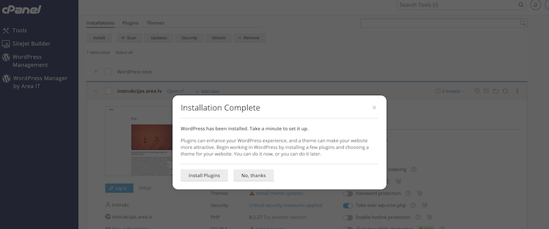 Veiksmīga WordPress Instalācija